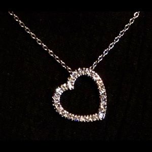 925 Silver Heart Pendant w/ CZ and silver Chain